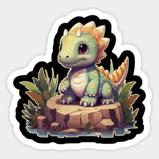 Cute Cuddly Chibi T-Rex Isometric Dinosaur Sticker